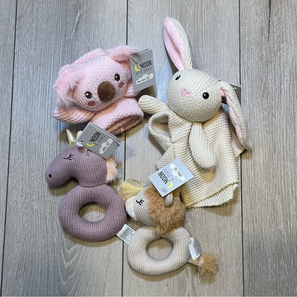 Other - NWT Moon & Stars Baby Toy Lot - Koala, Bunny, Unicorn, Lion Rattles/Loveys Set 4